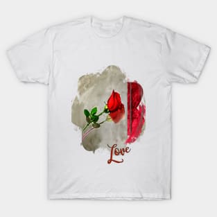 Red Rose on Marble T-Shirt